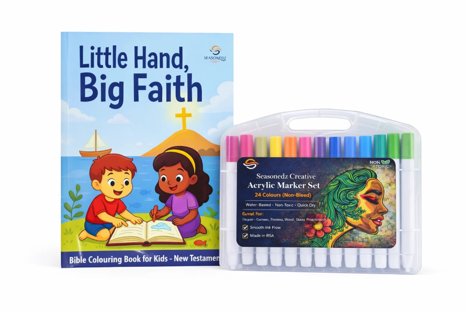 Little Hands, Big Faith Colouring Book & 24 Colour Marker Set