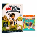 Little Hands, Big Faith (Old Testament) + 12 Jumbo Crayons Kids Bible Colouring Combo)