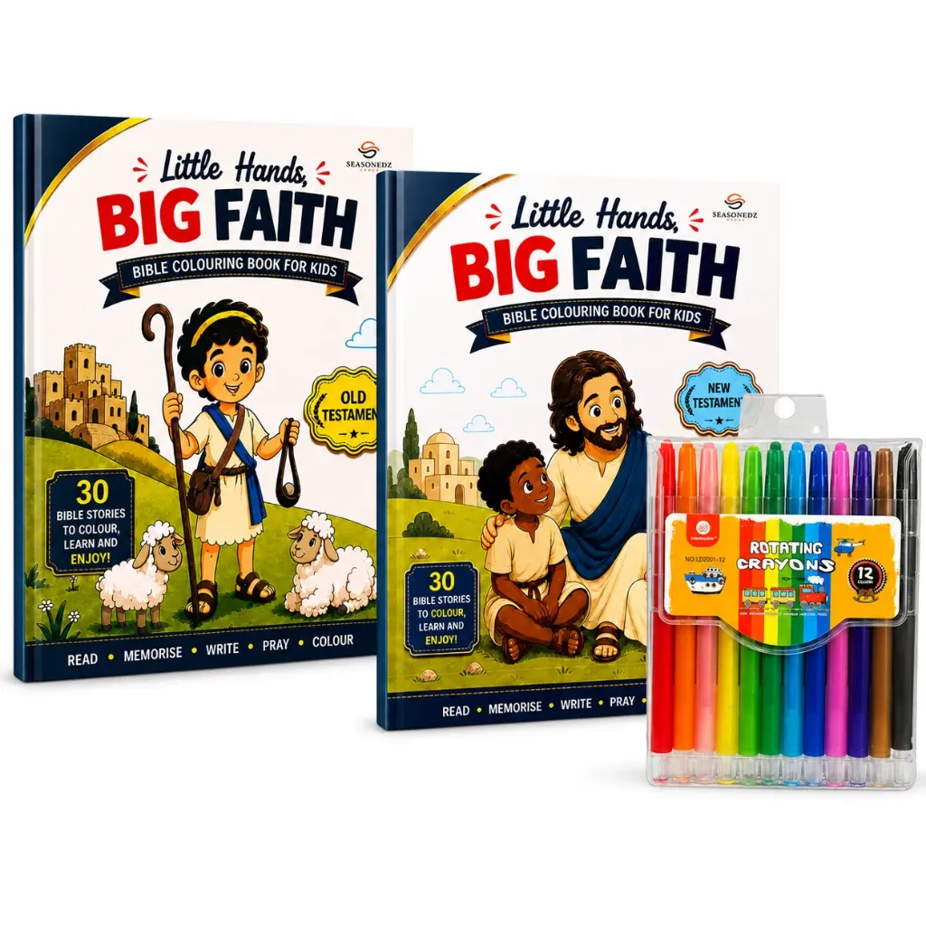 Little Hands, Big Faith: Old and New Testment + 12 Wax Rotating cryons